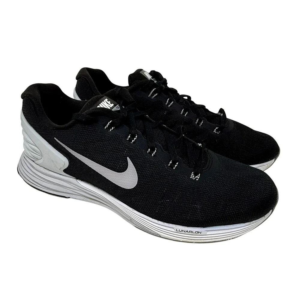 Nike LunarGlide 6 Running Shoes Black‎ White 654434-001 Size Women's 10